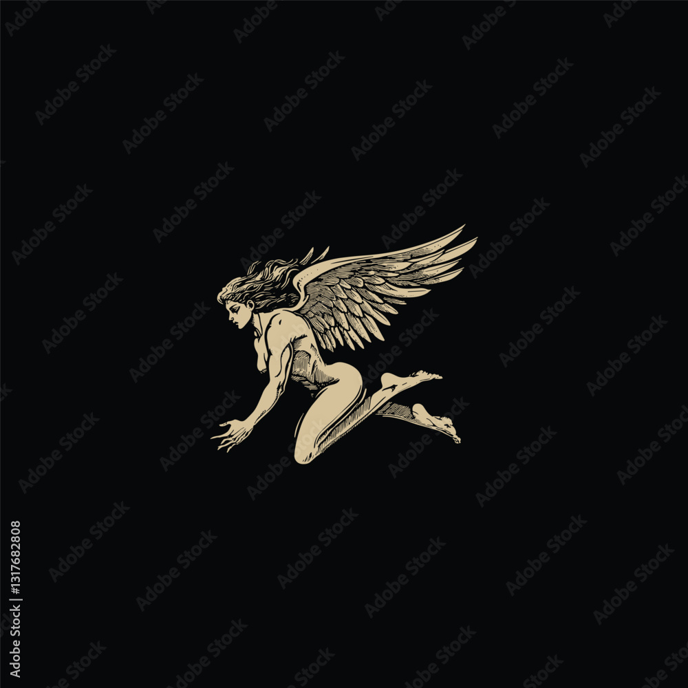 Fototapeta premium Fallen angel design vector template illustration