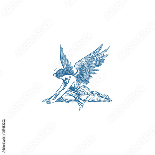 Fallen angel design vector template illustration