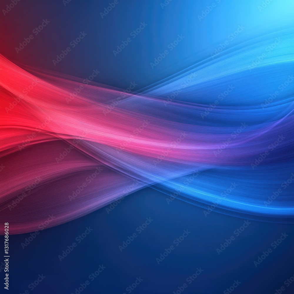 Naklejka premium Abstract swirling design with vibrant red and blue glowing particles on a dark background, creating a dynamic and futuristic look