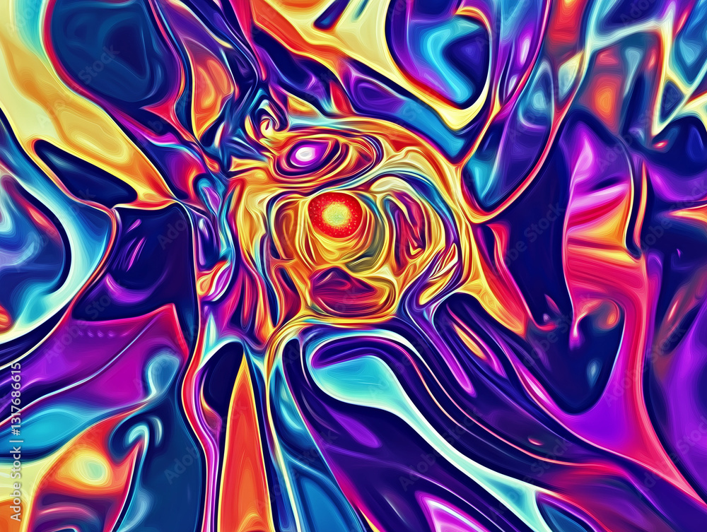 Fototapeta premium Psychedelic Abstract Swirl with Vibrant Colors and Energy