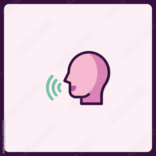 Human head with sound waves emanating illustration for digital communication