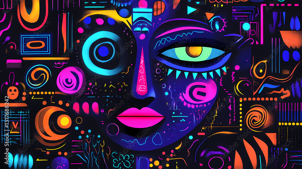 Neon dreams - vibrant abstract digital art background. Fluorescent Dreams. Illustration Neon dreams - vibrant abstract digital art background. Fluorescent Dreams. Illustration