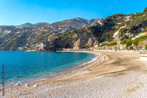 The small town of Maiori has been a popular tourist resort since Roman times, with the longest unbroken stretch of beach on the Amalfi coastline.