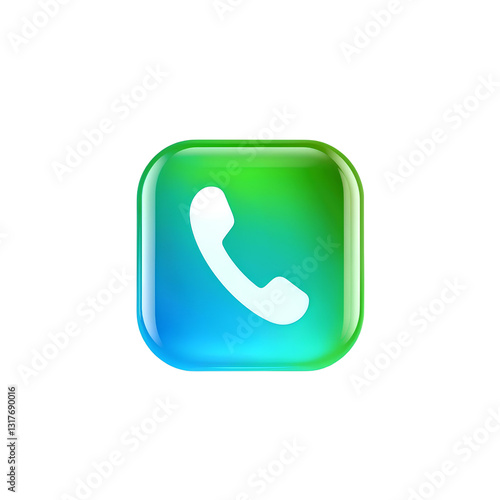 green phone icon button Isolated on a transparent PNG background