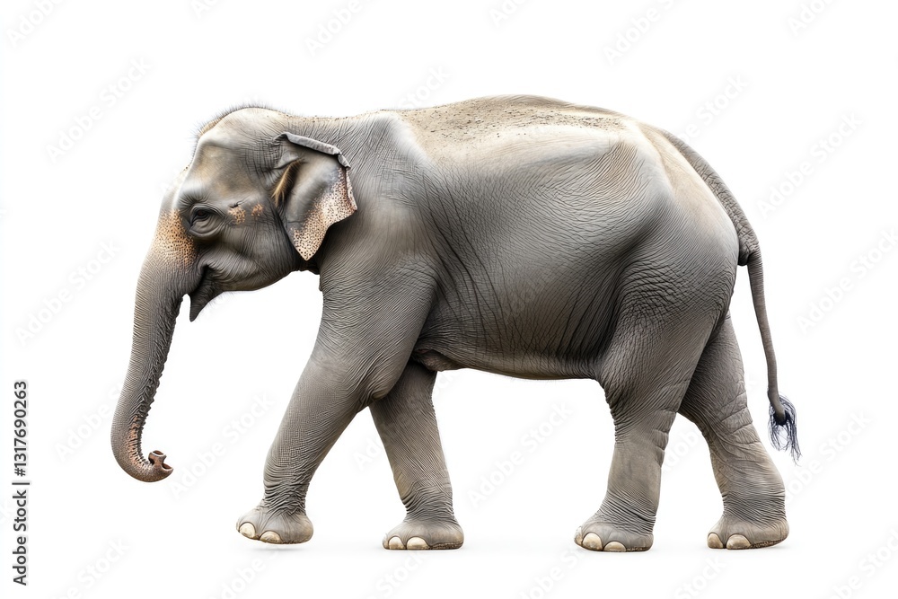 Side view of walking Asian Elephant isolated on white background. Side view of walking Asian Elephant isolated on white background.