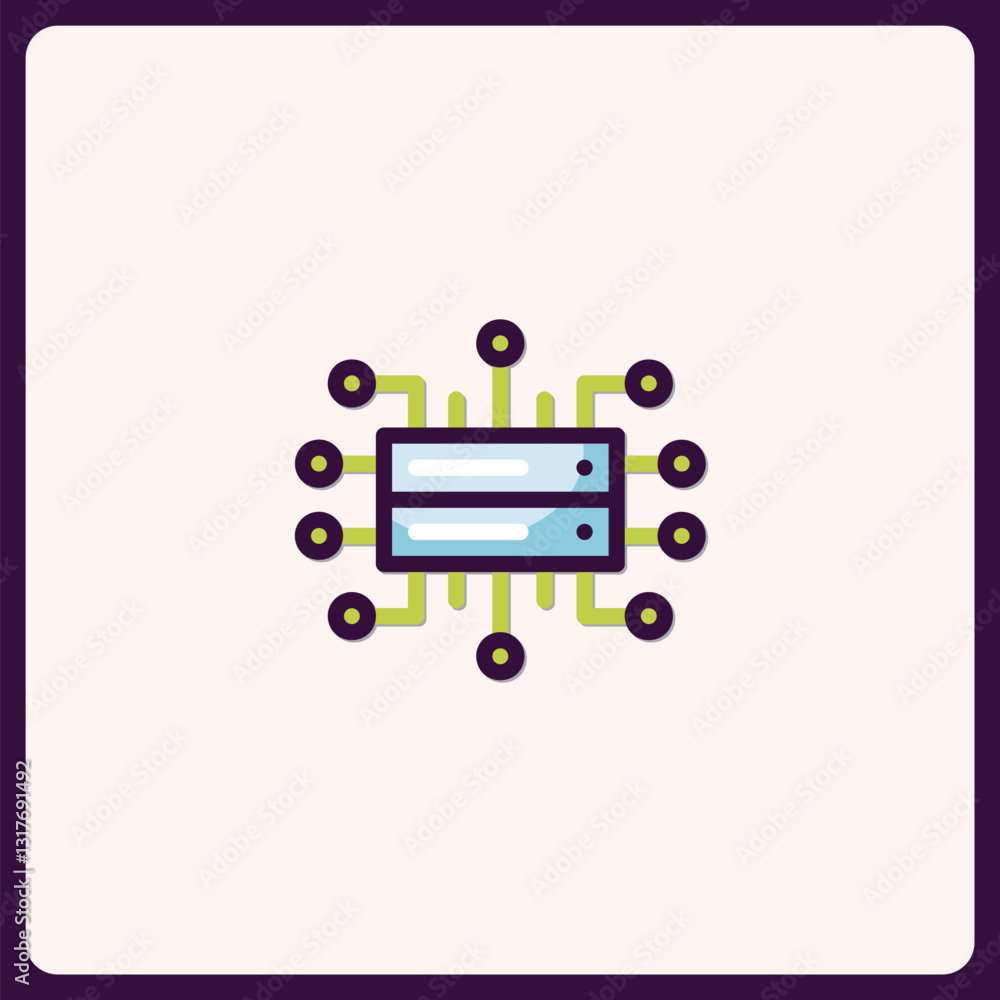Stylized Server Icon Representing Network Connection and Data Storage Concept Stylized Server Icon Representing Network Connection and Data Storage Concept