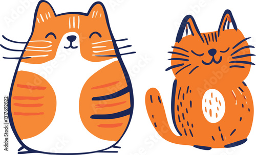 set of doodle cartoon cats 
