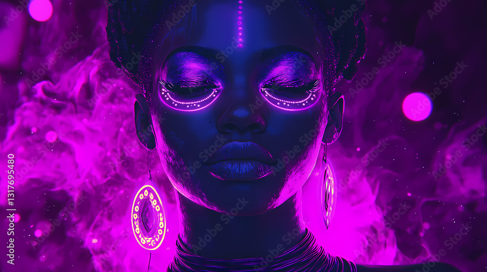 Electric dreams. vibrant and artistic body jewelry display in purple and magenta hues with bold.. Fluorescent Dreams. Illustration Electric dreams. vibrant and artistic body jewelry display in purple and magenta hues with bold.. Fluorescent Dreams. Illustration