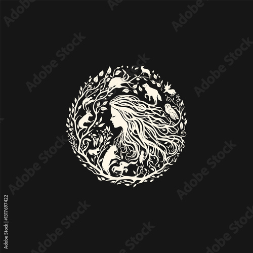 Wood nymph design vector template illustration