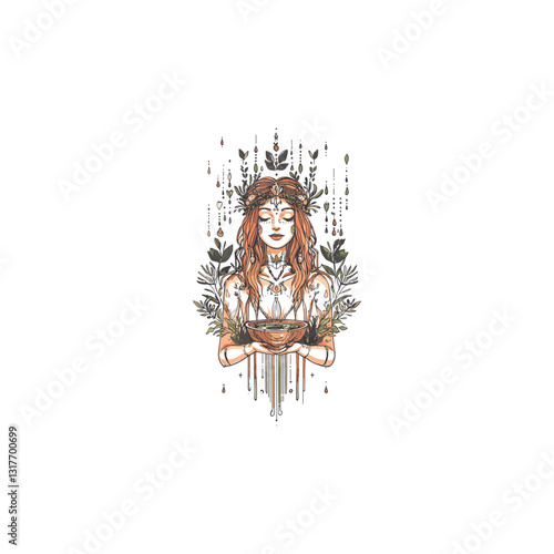 Hygieia Goddess of good health design vector template illustration