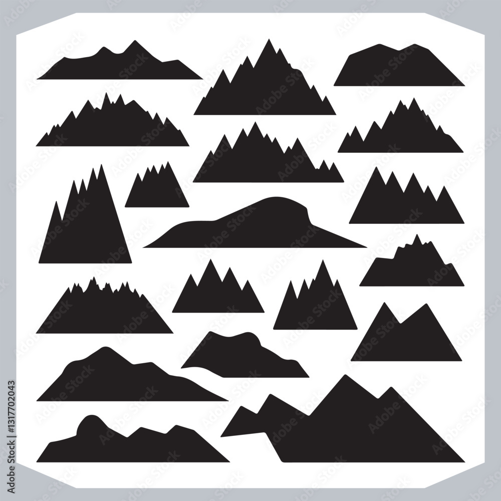 Mountain Silhouette Collection Stunning Hand Drawn Vector Art