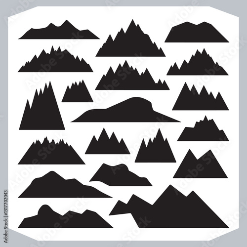 Obraz na płótnie Mountain Silhouette Collection Stunning Hand Drawn Vector Art w salonie