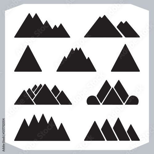 Obraz na płótnie Mountain Silhouette Collection Stunning Hand Drawn Vector Art w salonie