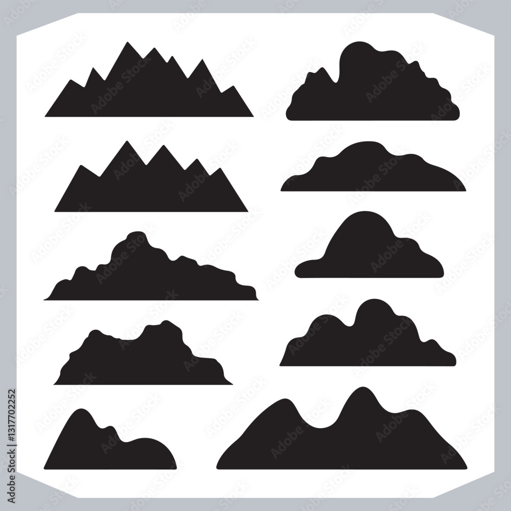 Mountain Silhouette Collection Stunning Hand Drawn Vector Art