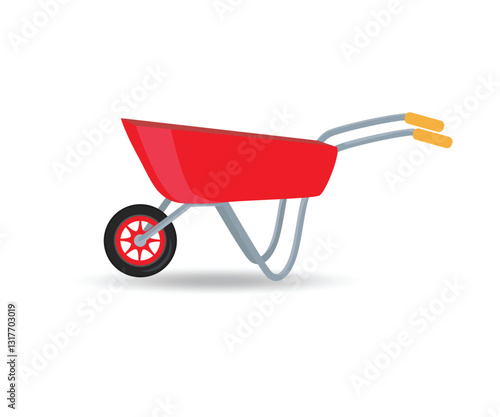 wheelbarrow with one wheel and handles stock illustration