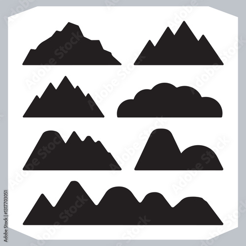 Obraz na płótnie Mountain Silhouette Collection Stunning Hand Drawn Vector Art w salonie