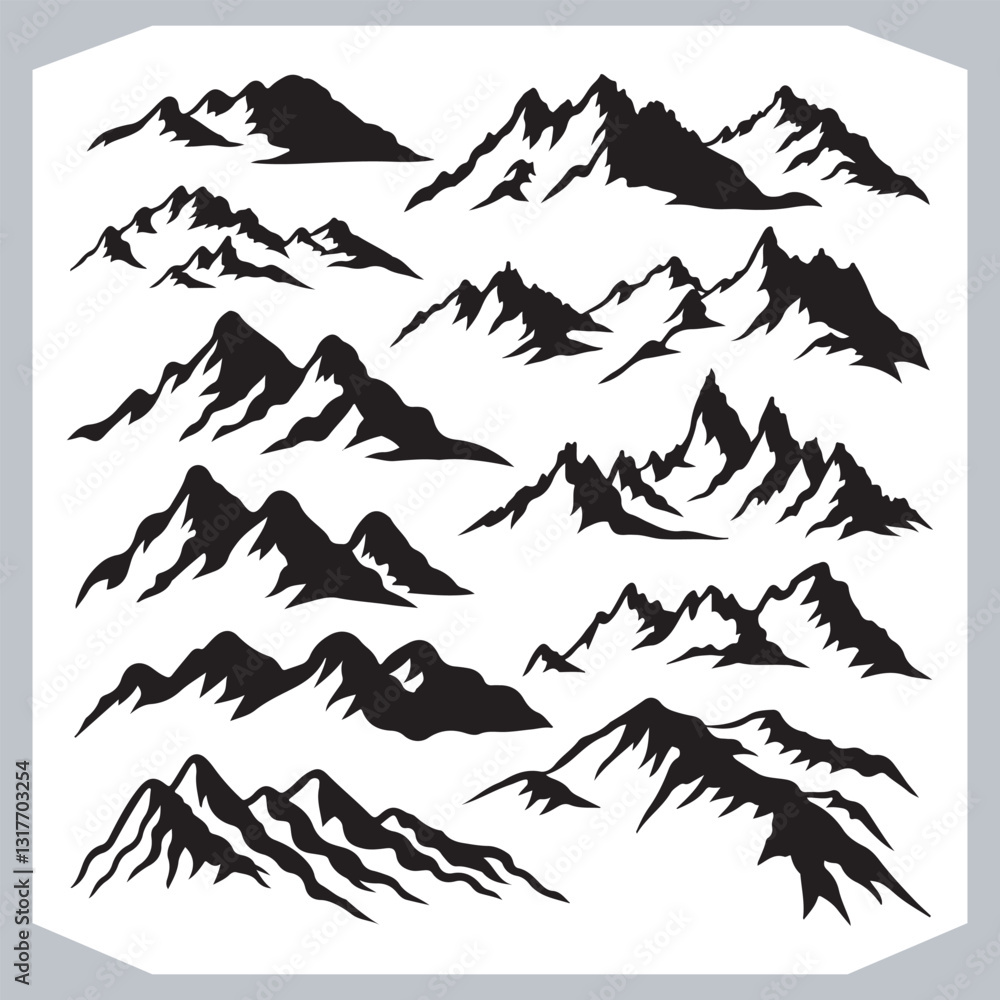 Mountain Silhouette Collection Stunning Hand Drawn Vector Art