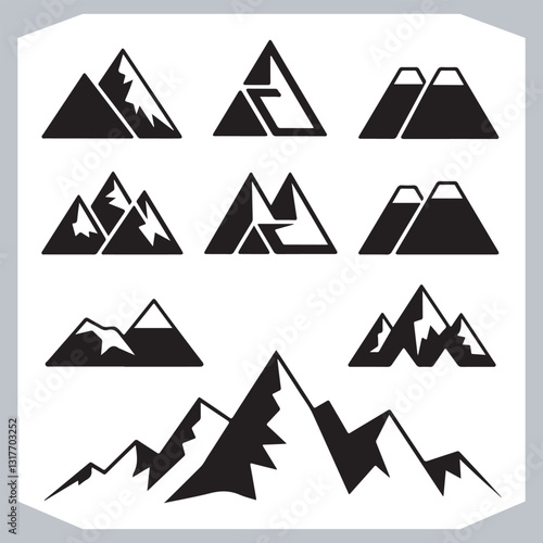 Obraz na płótnie Mountain Silhouette Collection Stunning Hand Drawn Vector Art w salonie