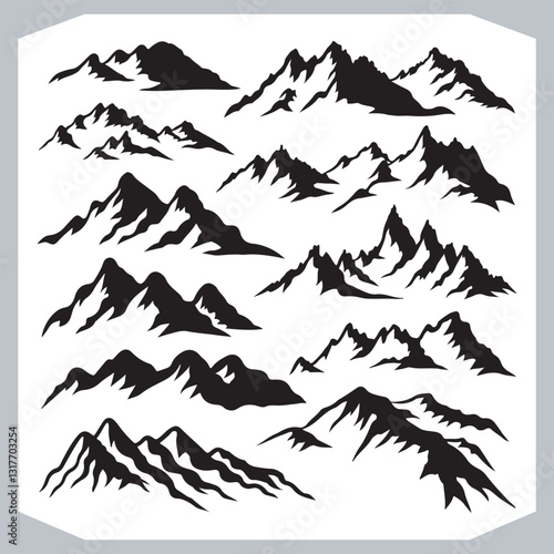 Mountain Silhouette Collection Stunning Hand Drawn Vector Art