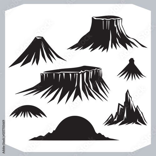 Obraz na płótnie Hand Drawn Mountain Silhouettes Perfect for Logos and Branding w salonie