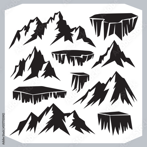 Obraz na płótnie Hand Drawn Mountain Silhouettes Perfect for Logos and Branding w salonie