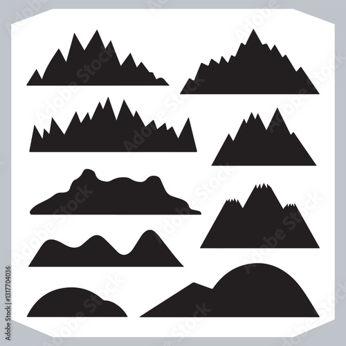 Obraz na płótnie Hand Drawn Mountain Silhouettes Perfect for Logos and Branding w salonie