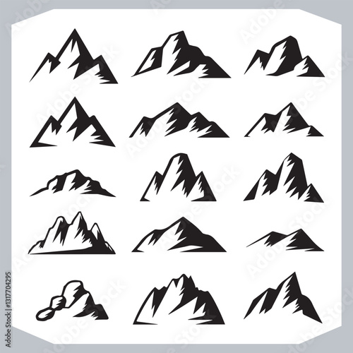 Obraz na płótnie Hand Drawn Mountain Silhouettes Perfect for Logos and Branding w salonie