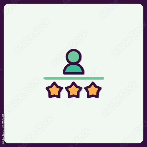 Customer feedback and satisfaction vector icon representing three stars rating