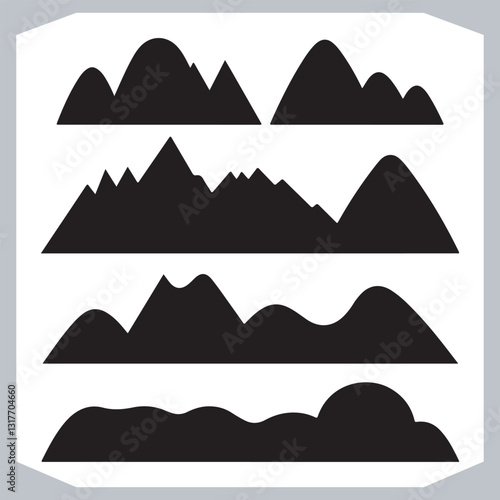 Obraz na płótnie Hand Drawn Mountain Silhouettes Perfect for Logos and Branding w salonie