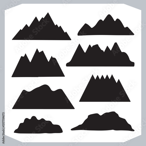 Obraz na płótnie Hand Drawn Mountain Silhouettes Perfect for Logos and Branding w salonie