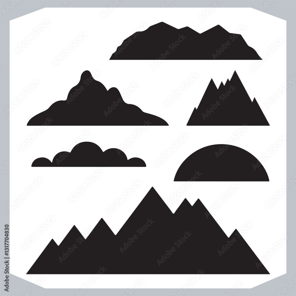 Hand Drawn Mountain Silhouettes Perfect for Logos and Branding