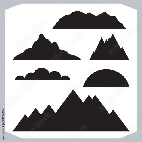 Obraz na płótnie Hand Drawn Mountain Silhouettes Perfect for Logos and Branding w salonie