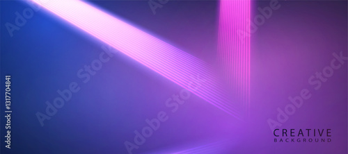 Vector background. Glowing lines form an angular bend on a background with a soft gradient. Abstract dynamics with the effect of depth and energy.