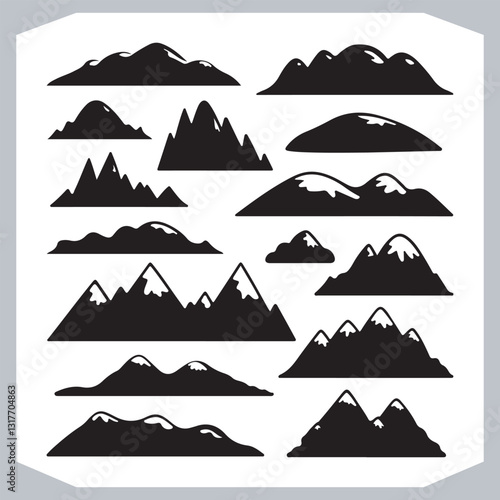 Obraz na płótnie Hand Drawn Mountain Silhouettes Perfect for Logos and Branding w salonie