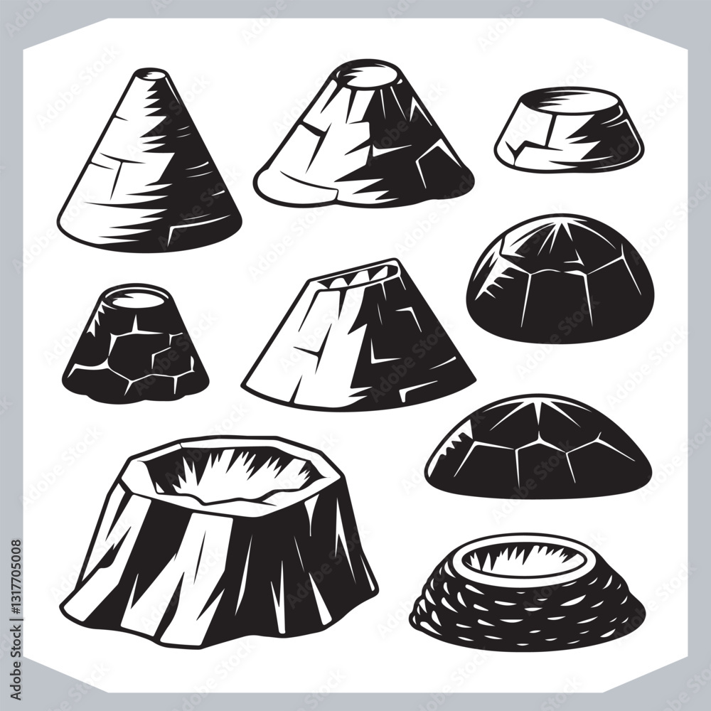 Hand Drawn Mountain Silhouettes Perfect for Logos and Branding