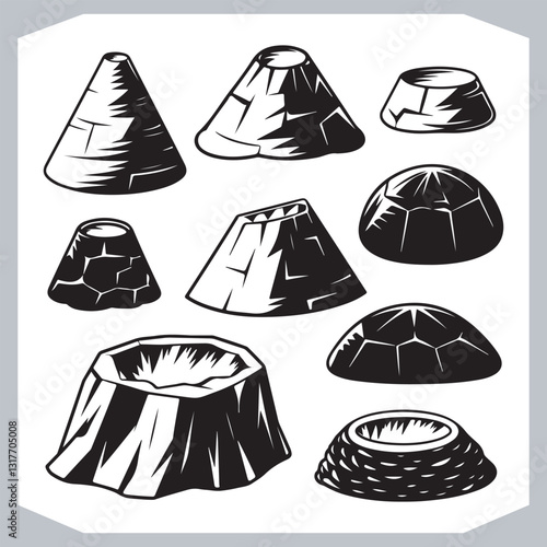 Obraz na płótnie Hand Drawn Mountain Silhouettes Perfect for Logos and Branding w salonie