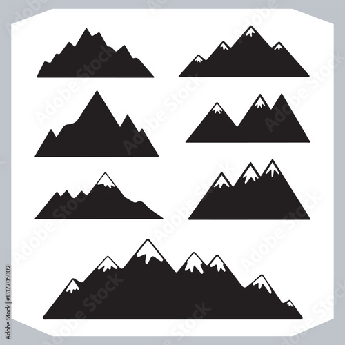Hand Drawn Mountain Silhouettes Perfect for Logos and Branding