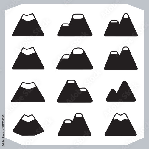 Obraz na płótnie Black and White Retro Mountain Silhouettes Artistic Hand Drawn Design w salonie