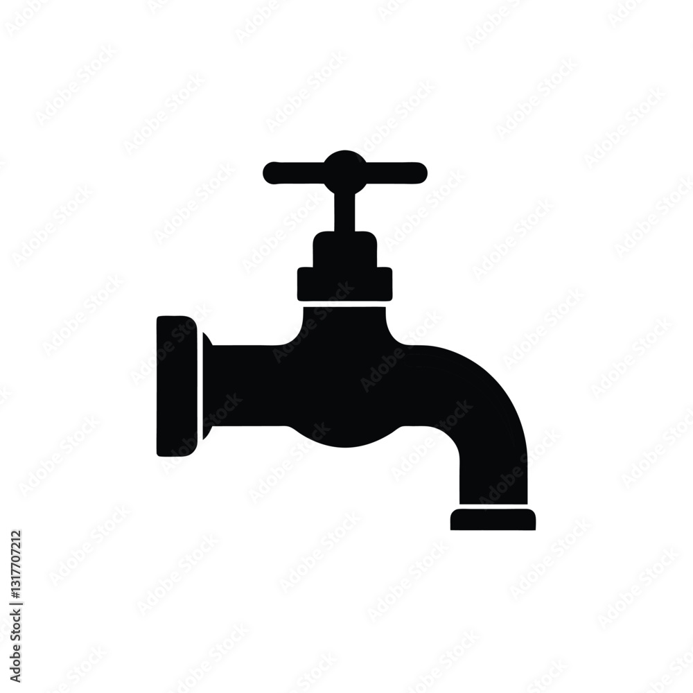 water tap silhouette on white background water tap silhouette on white background