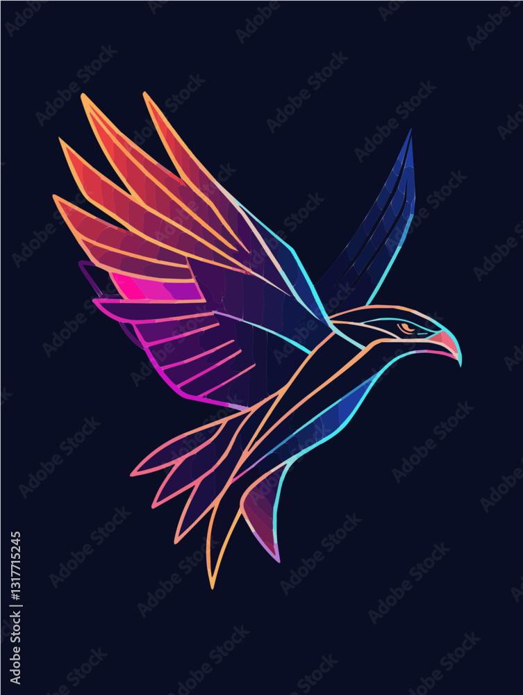 Obraz premium Cybernetic Falcon Emblem: Futuristic Neon Logo Design