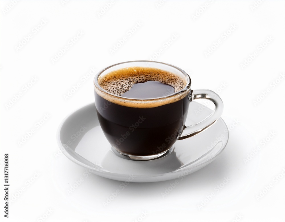 Cup of Americano Coffee on a Saucer Isolated on White Background Cup of Americano Coffee on a Saucer Isolated on White Background