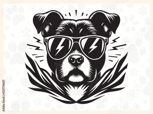 Stylish Dog Silhouette Design in Unique Abstract Style