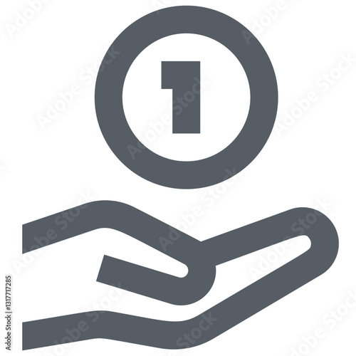 A Helping Hand Offers A Single Coin, Symbolizing Generosity, Support, And The Power Of Even Small Contributions In A Minimalist Grey Design