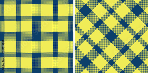 Pale Prussian Blue and Pastel Lemon Seamless Madras Plaid Textile Design