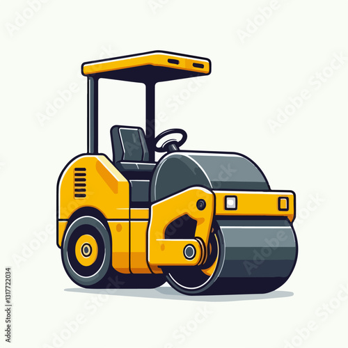 heavy equipment roller compactor vector illustration