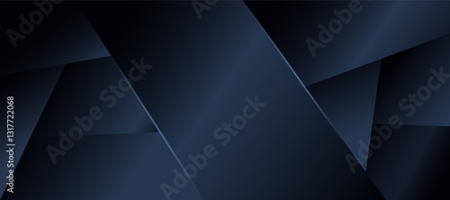 Modern minimalist black abstract background. Luxury shiny dark metallic gradient 3D effect. Cut with premium neon shiny border. Web banner. Futuristic design. Art & Illustration