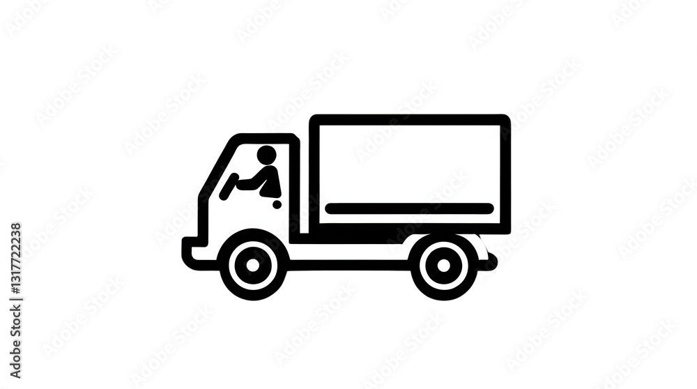 Simple White Delivery Truck on Black Background: Iconic Design for Logistics and Transportation Simple White Delivery Truck on Black Background: Iconic Design for Logistics and Transportation