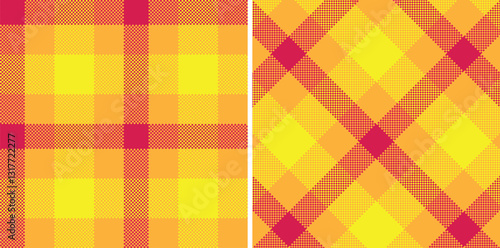Bright Butterscotch Seamless Madras Plaid with Bright Lipstick accents Textile Design