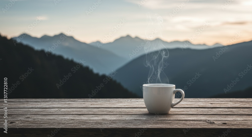 Minimalist Coffee Cup on Weathered Wood Minimalist Coffee Cup on Weathered Wood