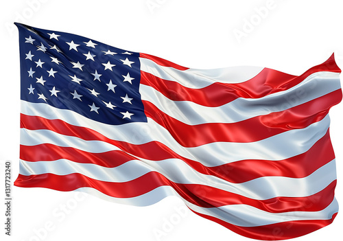 Bandera ondeando de Estados Unidos de América sobre fondo transparente